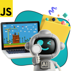 Язык программирования JavaScript + AI. Проектное обучение + геймификация + AI-помощники - КИБЕРшкола программирования для детей, компьютерные курсы для школьников, начинающих и подростков - KIBERone г. Пушкино
